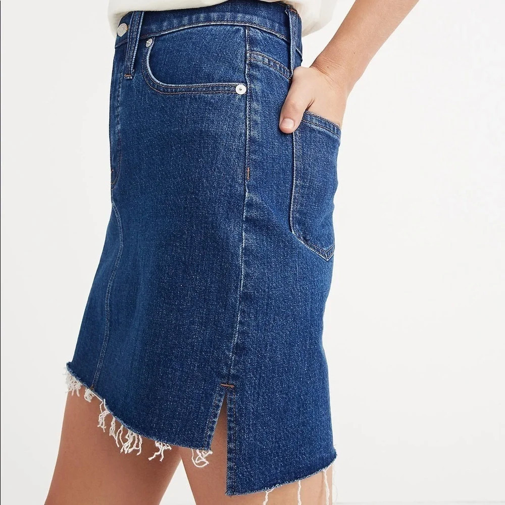 Madewell Stretch Denim Straight Mini Skirt: Step-Hem Edition - Size 25